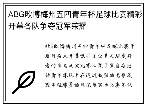 ABG欧博梅州五四青年杯足球比赛精彩开幕各队争夺冠军荣耀